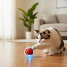 Valor Kedi Oyuncak Topu – Sessiz Motorlu, Kuyruklu Kedi Oyuncağı, Karışık Renk