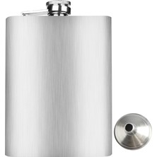 Valor Perlotus 8 Oz 235 cc Cep Tipi Vidalı Kapak Çelik Konyak Viski Içki Matarası (Huni Dahil)