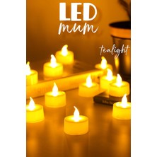 Valor 24 Adet LED Mum Tealight Mini Dumansız Pilli Alevli Dekoratif Yapay Mum Işıldak Beyaz 1036-2