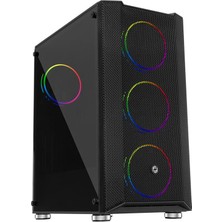 Alka Frısby FC-9405G 650W 80+ 4X120MM Dual Rıng Rgb Fan USB 3.0 Midi Tower Siyah Kasa