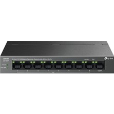 Alka Tp-Lınk LS109P, Green Tech, 8 Port Megabit, Poe 63W, 1 Port Uplink, Long Range 250MT, Yönetilemez, Metal Kasalı Switch