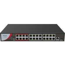 Alka Hılook NS-0326P-230(B), 24PORT, Megabit, Poe 230W, 1 Port Gigabit Lan, 1 Port Gigabit Sfp, Long Range 250METRE, Yönetilemez, Masaüstü Switch