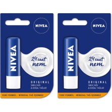 Valor Nivea Original Care Dudak Bakım Kremi, 24 Saat Nem, Shea Yağı ve Doğal Yağlar Ile, 4,8 Gr, 2 Adet