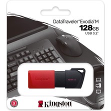 Alka Kıngston DTXM/128GB USB 3.2 Data Traveler Exodia M Flash Disk (Siyah-Kırmızı)