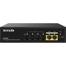 Alka Tenda S106PC 6-Portlu 10/100 Mbps Lite Poe Uplink Switch (4 Port Poe Destekli 55W Toplam Güç)