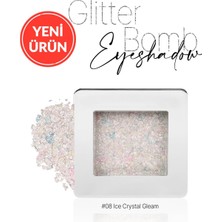 Valor Mücevher Parlaklığında Yoğun Pigmentli Tekli Far Glitter Bomb Eyeshadow 08 Ice Crystal Gleam