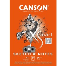 Valor Canson Xsmart Çizim Kağıdı, Beyaz, Ince Taneli, 90 G/m², Uzun Taraflı Yapışkan Blok, A4-21 x 29,7 C