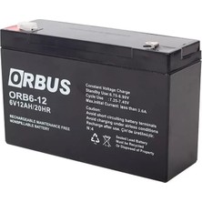Alka Orbus 6 Volt 12 Amper Kuru Akü Orb6-12 (150X50X94 Mm)