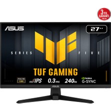 Alka Asus Tuf Gamıng VG279QM5A 27&amp;quot; 0.3ms, 240Hz, Full Hd, Dp, 2xhdmı, Hoparlör, Fast IPS Led, Elmb Sync Premium, Gamıng Monitör
