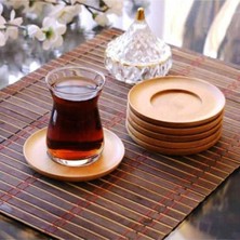 Valor Deconox Bambu Yuvarlak Çay Tabağı Bardak Altlığı 6 'lı Set, Dekoratif Bambu Altlık