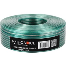 Alka Magicvoice 2x0.50 Şeffaf Yeşil Çizgili 100 Metre Hoparlör Kablosu