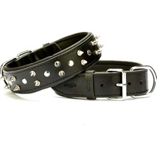 Valor Doggie Konforlu Gerçek Deriden El Yapımı Çivili Köpek Boyun Tasması 4X57-65 Cm, Siyah