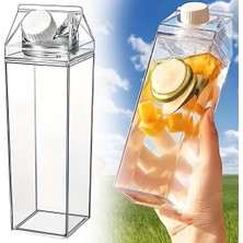Valor Şeffaf Mika Süt ve Su Şişesi Kutusu, 500 Ml, Kare Şekilli, Kapaklı
