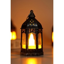 Valor LED Mum Retro Sokak Lambası Tip Dumansız Pilli Alevli Dekoratif Yapay Mum Işıldak Gümüş 1036-5