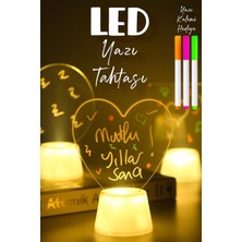 Valor 3lü LED Mum Yaz-Sil Işıklı 3 Kalemli Neon Yazı Tahtası Yazılıp Silinebilir Not Tahtası Akrilik
