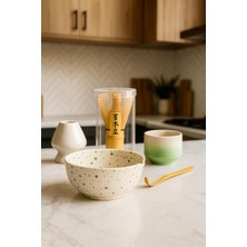 Valor Premium Matcha Seti, Seramik Kase ve Bardak, Bambu Chasen Çırpıcı, Tutucu ve Kaşık Dahil, 5 Parça