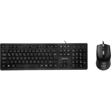 Alka Philips SPT6234B USB 1.2 Metre Kablolu Ofis Tipi Siyah Numpadli Türkçe Q Klavye Mouse Seti