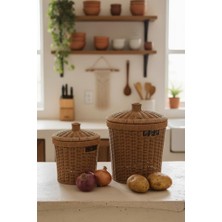 Valor Rattan Konik 2'li Kapaklı Sepet