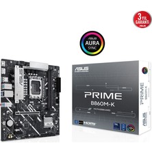 Alka Asus Prıme B860M-K, 8800MHZ, 2xddr5 2xm.2, Hdmı, Dp, Intel Core Ultra Cpu(Seri 2), LGA1851 Soket Anakart