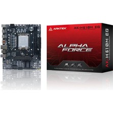 Alka Arktek Alpha Force, AK-H610M Eg Vs, 2xddr4, M.2, 2x Hdmı, Dp, 12-13.14.nesil, LGA1700 Soket, Anakart