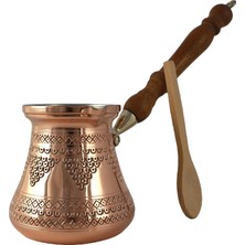 Valor Dede Copper - Pcz Serisi (LARGE-14FL.OZ) - Ahşap Saplı En Kalın Katı Bakır Oymalı/dövülmüş Türk Yun