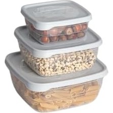 Valor Trend Box Kare Sızdırmaz Kapak Saklama Kabı 3'lü Set Gri