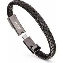 Valor Coverzone Type C Bileklik Şarj Kablosu 225MM Kısa Taşınabilir Örgü Deri Tasarım Powerbank Uyumlu Sm