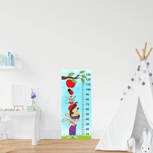 Valor Çocuk Odası Bebek Odası Boy Ölçer Boy Cetveli Sticker Hayvanlar Elma