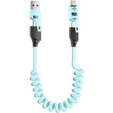 Valor Lunatic 0860 USB Type-C Lightning 4'ü 1 Arada 65W Pd Hızlı Şarj Data Kablosu 1.5m Spiral Çevirici A