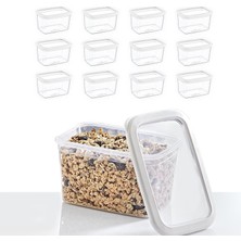 Valor Smartware 12'li Set Skali Dikdörtgen Saklama Kabı Beyaz 1210 ml