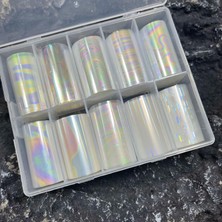 Valor 10LU Tırnak Süsleme Folyosu Şeffaf Holografik Dizayn Nail Art Transfer Folyo WNF-227