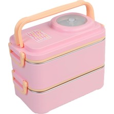Valor Uzspace 1200 ml Iki Kat Dört Bölme Paslanmaz Çelik Lunch Box Yeni Nesil Sefer Tası-Sos Kaseli Model