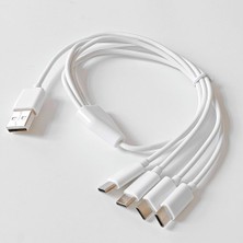 Valor 4 In 1 USB Tip-C Şarj Kablosu Çoklayıcı, Beyaz, 1 Metre, Çoklu Cihaz Şarj Kablosu