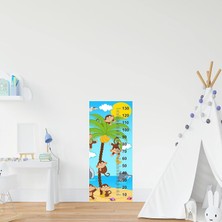 Valor Çocuk Odası Bebek Odası Boy Ölçer Boy Cetveli Sticker Maymunlar