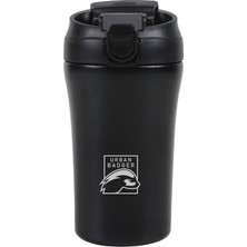 Valor Urban Badger Pipetli Kapaklı Siyah Çelik Termos 380 Ml, Dayanıklı Kamp Ekipmanları, Kamp Aksesuarla