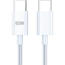 Valor Pdateknoloji 60W Type-C To Type-C Hızlı Şarj ve Data Kablosu 1m Beyaz AZ-B06AB