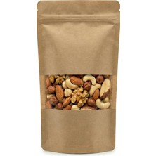 Valor Meldoro Pencereli Kraft Doypack Kilitli Poşet (13X22,5 Cm) - 50 Adet - Dik Duran Kilitli Torba, Ort