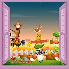 Valor Çocuk Odası Bebek Odası Pencere Poster Duvar Kağıdı Çiftlik
