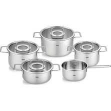 Valor Fissler Pure Collection 9 Parça Cam Kapak Çelik Tencere Seti