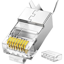 Valor Veggieg Cat7 10 Gigabit Metal RJ45 Ethernet Konnektörü Altın Kaplama Korumalı 25 Adet