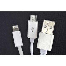Valor Psr Aksesuar Beyaz Beyaz 2 Uçlu Lightning-Micro USB Kablo 1m- ile Uyumlu