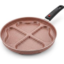 Valor Papilla Redio Romantik 24 cm Kalpli Pankek ve Omlet Tavası - 4 Gözlü, Çıkarılabilir Saplı Yanmaz Ya