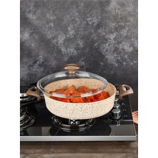 Valor Falez Creamy Granit Karnıyarık Tencere 26 cm Kahve 26 cm