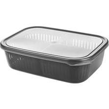 Valor 2 Adet 4 Bölmeli Süzgeçli Sızdırmaz Saklama Kabı- Zeytinlik Turşuluk Organizer 3,2 Litre