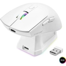 Uslucan Alışveriş Kablosuz Gaming Rgb Mouse Şarj Standlı - Beyaz MF1215W