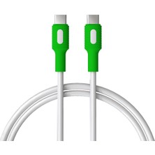 Valor Coral Type C-C Power Delivery Hızlı Şarj Kablosu, Beyaz Kablo, Beyaz/yeşil Uçlar (120 Cm)