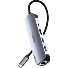 Valor Veggieg Type-C PD100W 5 Portlu 4K 30Hz HDMI 100MBPS Ethernet USB 2.0 + USB 3.0 Çoklayıcı Hub