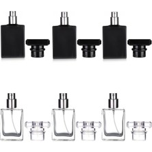 Valor 6'lı Paket 30 ml / 1 Oz Şeffaf Siyah Doldurulabilir Parfüm Şişesi, Taşınabilir Kare Boş Cam Parfüm