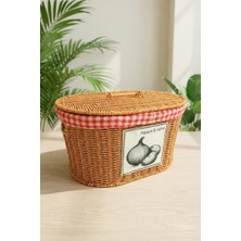 Valor Digithome Oval Rattan Hasır Patates Soğan Çift Bölmeli Sepet Düzenleyici Organizer -9T03