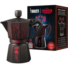 Valor Bialetti - Moka Express Stranger Things: 6 Cups Ocak Üstü Espresso Pişirici, Müzikli, 270ML, Siyah,